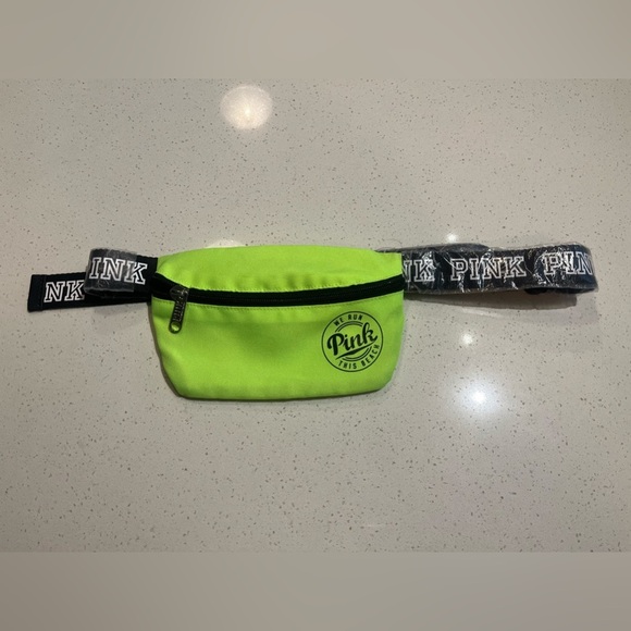🆕 VS PINK | Belt Bag Fanny Pack Lime Green Graphic Logo ‘We Run This Beach’ - Picture 3 of 4